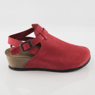 Letoon Hakiki Deri Kırmızı Platform Sandalet