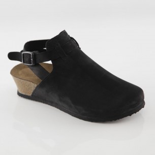 Letoon Hakiki Deri Siyah Platform Sandalet