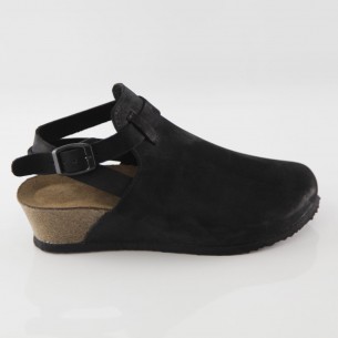 Letoon Hakiki Deri Siyah Platform Sandalet